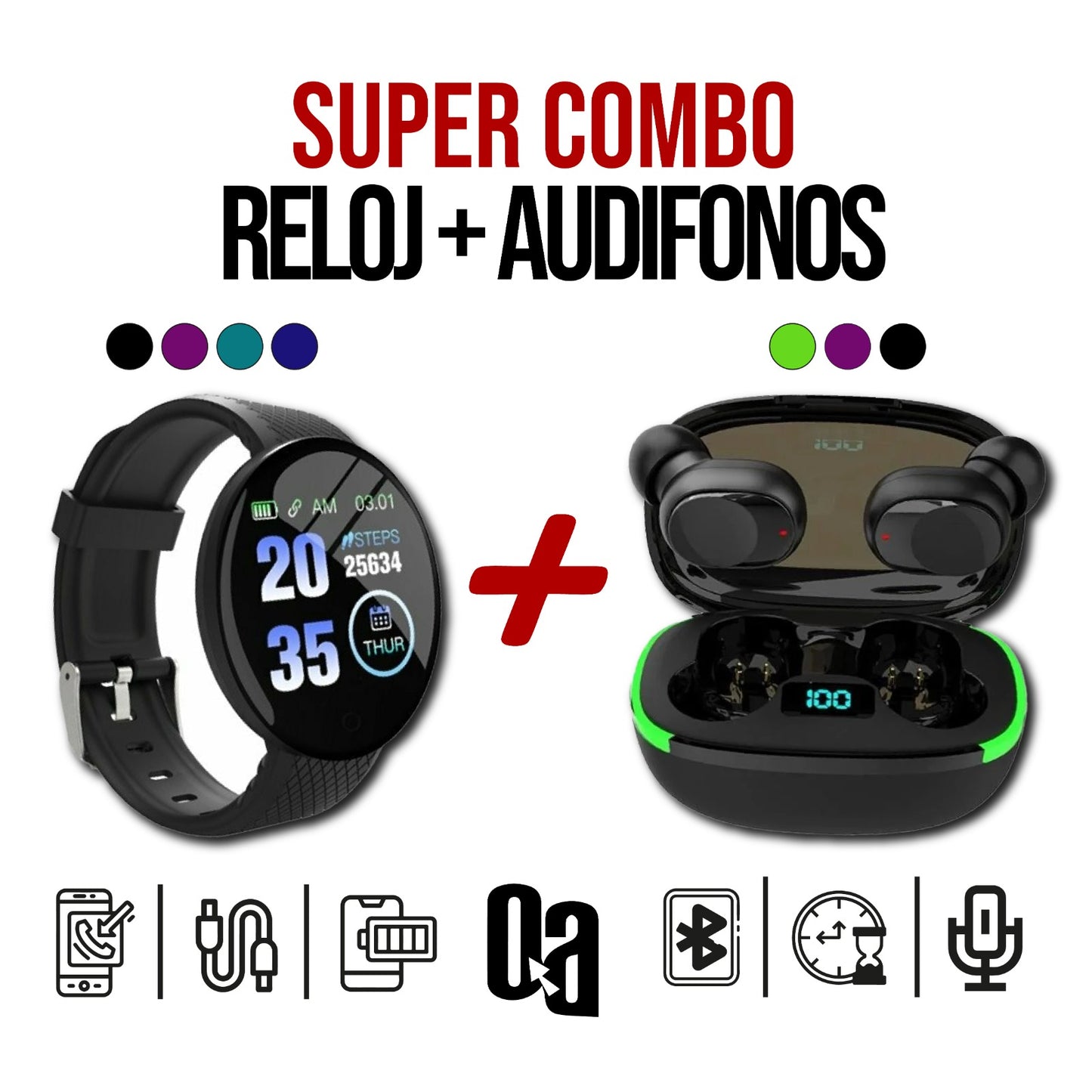 PROMOCION RELOJ D18 + AUDIFONOS Y90